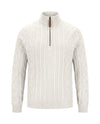 Men's Cable-Knit Quarter-Zip Sweater - Zermatt - White