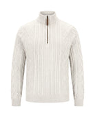 Men's Cable-Knit Quarter-Zip Sweater - Zermatt - White