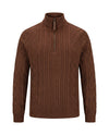 Men's Cable-Knit Quarter-Zip Sweater - Zermatt - Brown