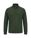Men's Cable-Knit Quarter-Zip Sweater - Zermatt - Dark Green