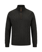 Men's Cable-Knit Quarter-Zip Sweater - Zermatt - Black