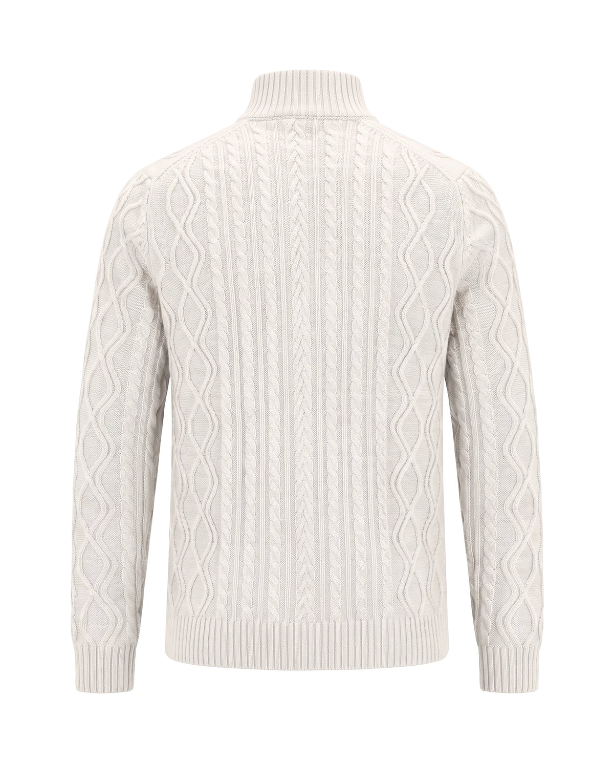Men's Cable-Knit Quarter-Zip Sweater - Zermatt - Back View