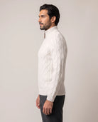 Men's Cable-Knit Quarter-Zip Sweater - Zermatt - Model Side View