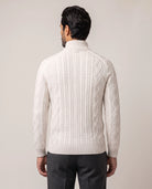 Men's Cable-Knit Quarter-Zip Sweater - Zermatt - Model Back View