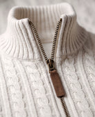 Men's Cable-Knit Quarter-Zip Sweater - Zermatt - Detail Quarter-Zip Collar