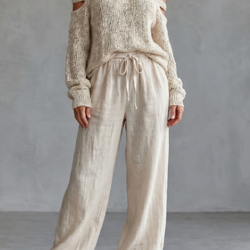Women's Cold-Shoulder Knit Top and Pants Set - Elsie