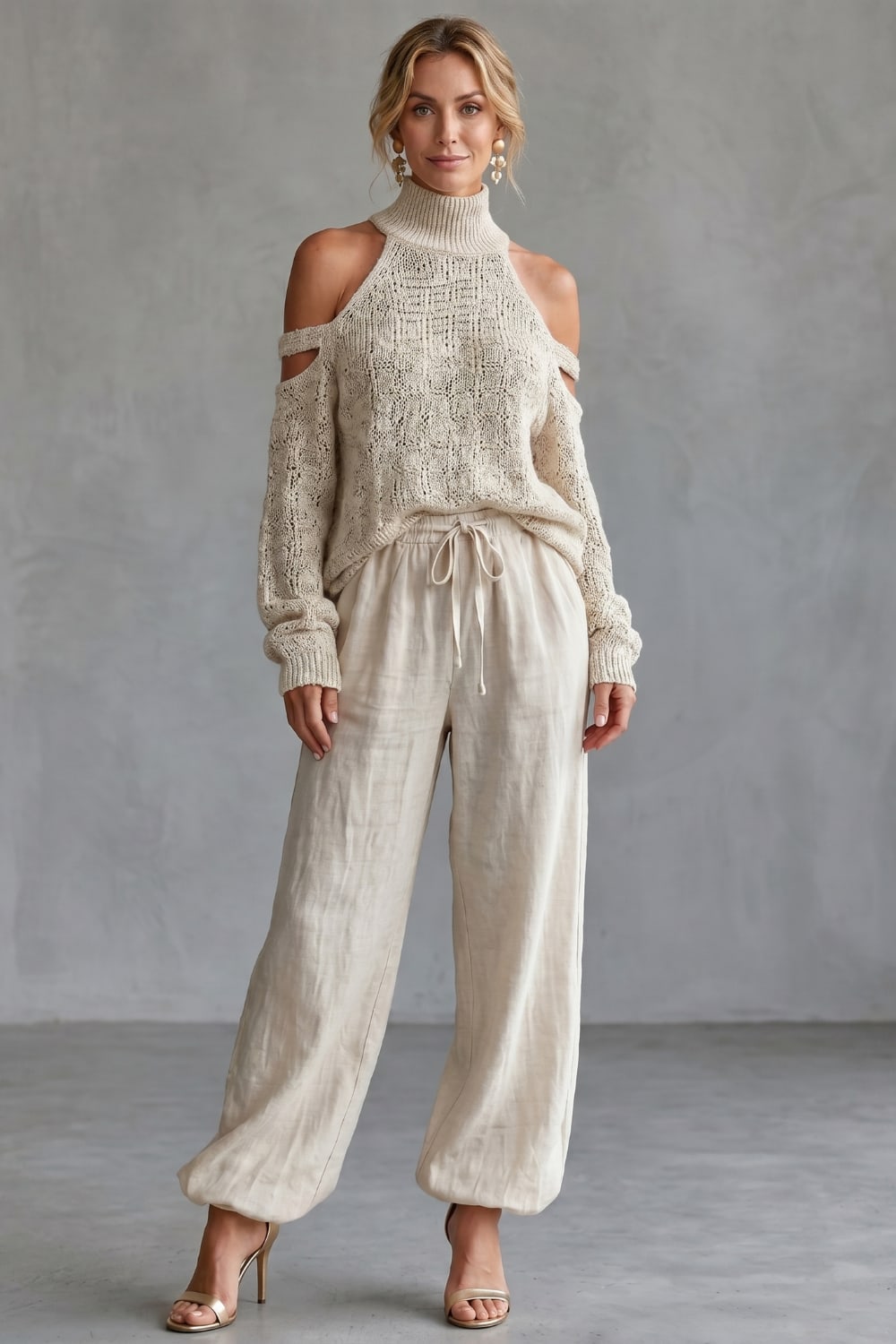 Women's Cold-Shoulder Knit Top and Pants Set - Elsie