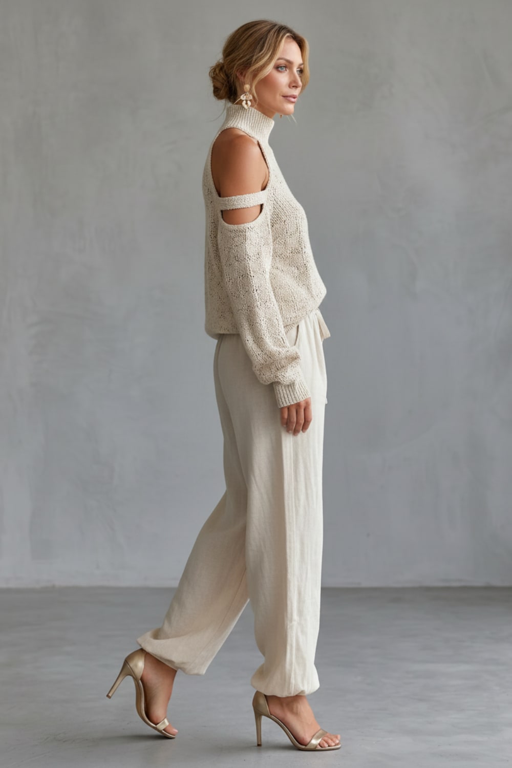 Women's Cold-Shoulder Knit Top and Pants Set - Elsie