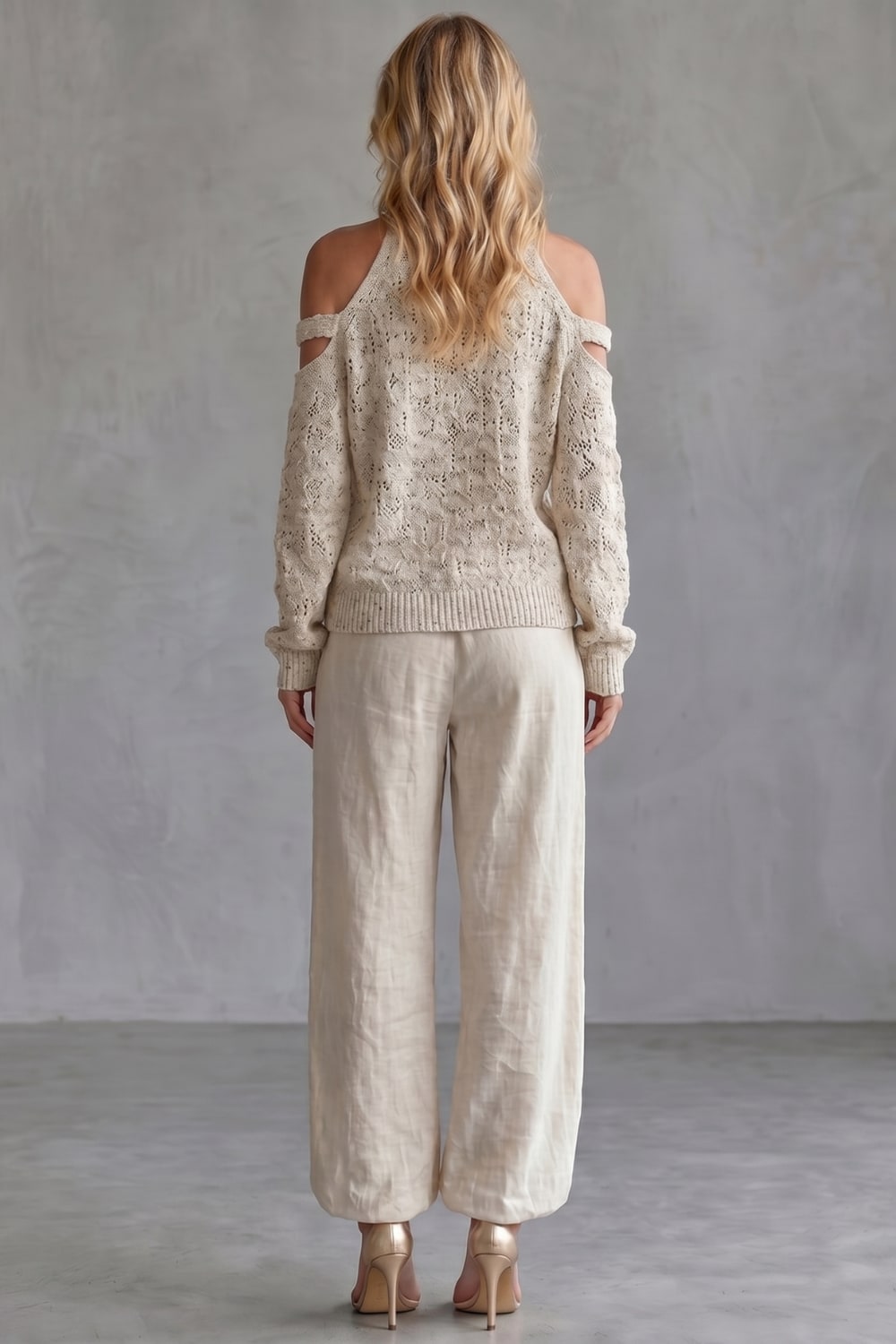 Women's Cold-Shoulder Knit Top and Pants Set - Elsie