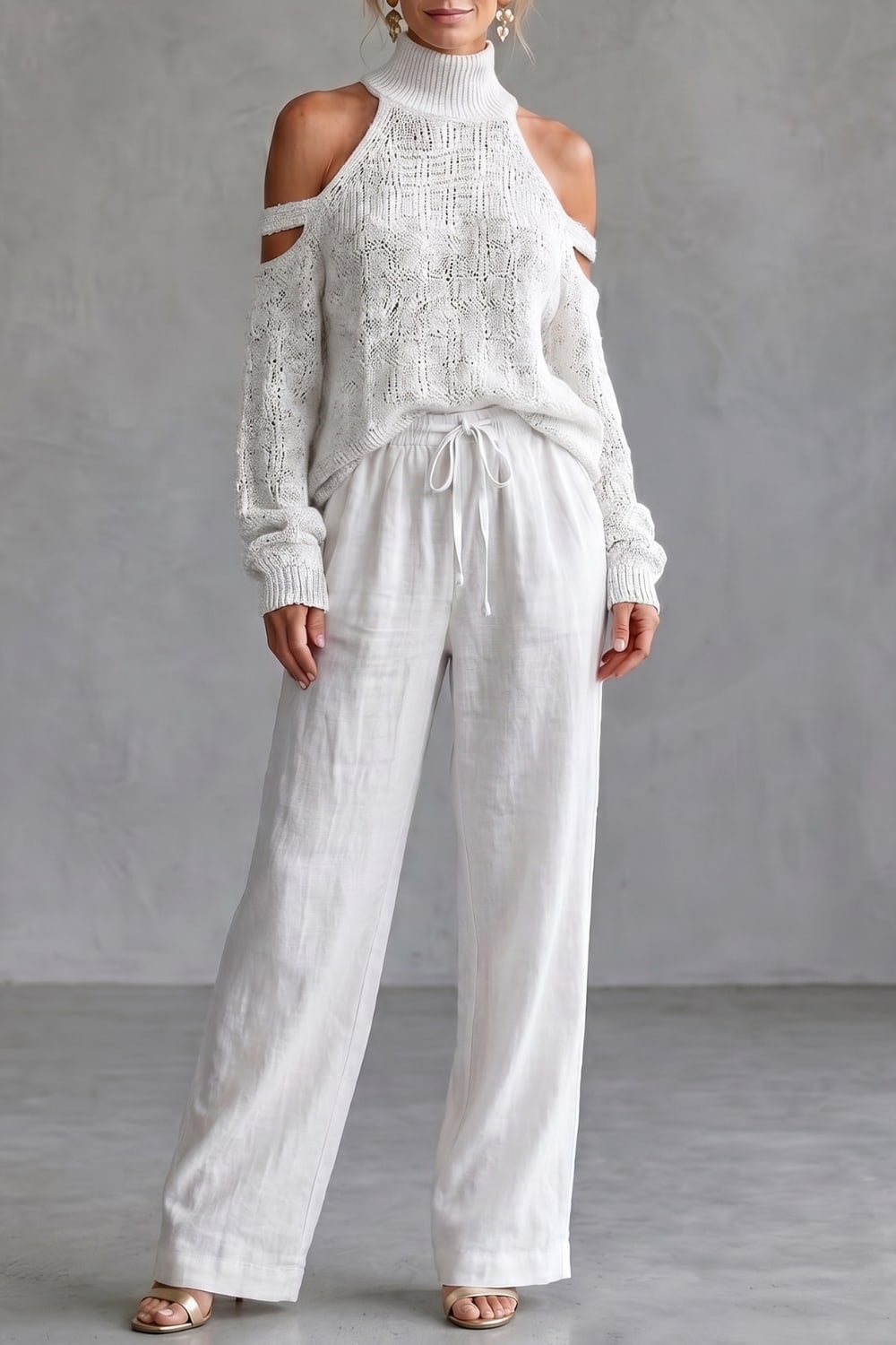 Women's Cold-Shoulder Knit Top and Pants Set - Elsie