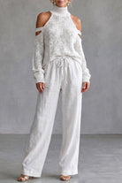 Women's Cold-Shoulder Knit Top and Pants Set - Elsie