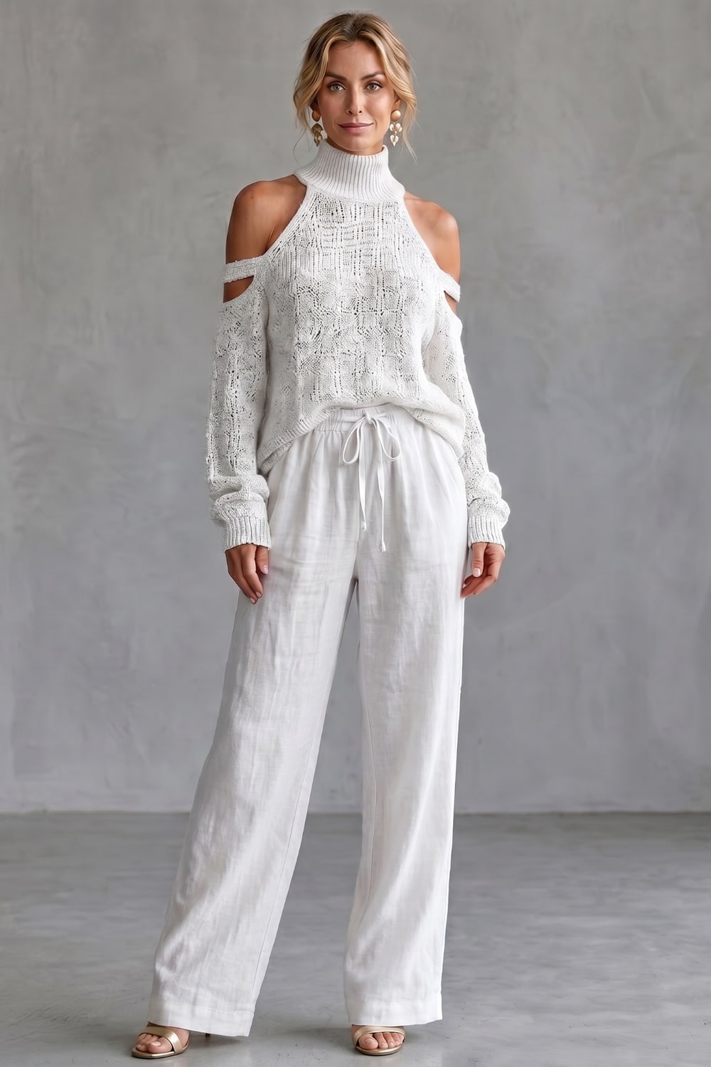 Women's Cold-Shoulder Knit Top and Pants Set - Elsie