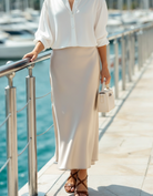 Women's Elastic-Waist Silk Skirt