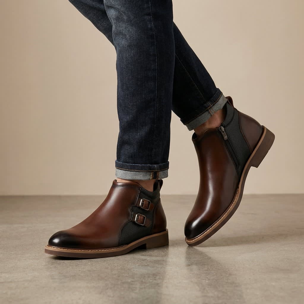 Men's Leather Side-Zip Ankle Boots - Bradford