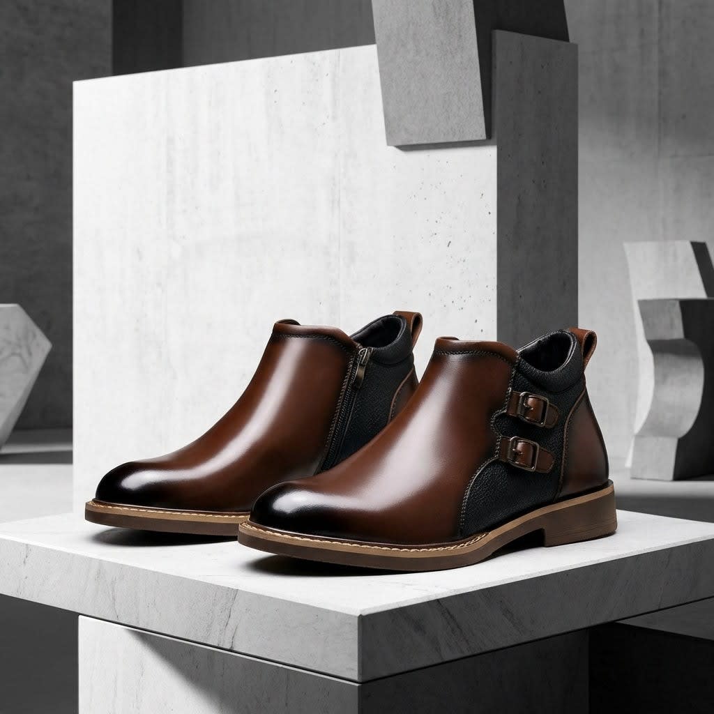 Men's Leather Side-Zip Ankle Boots - Bradford