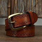 Men's Perforated Leather Belt - Slade