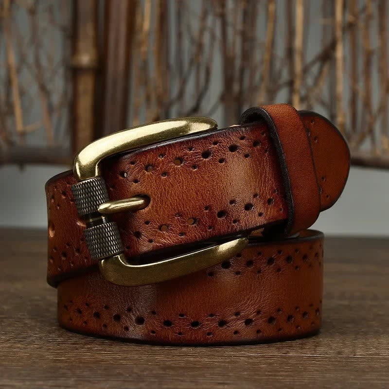 Men's Perforated Leather Belt - Slade
