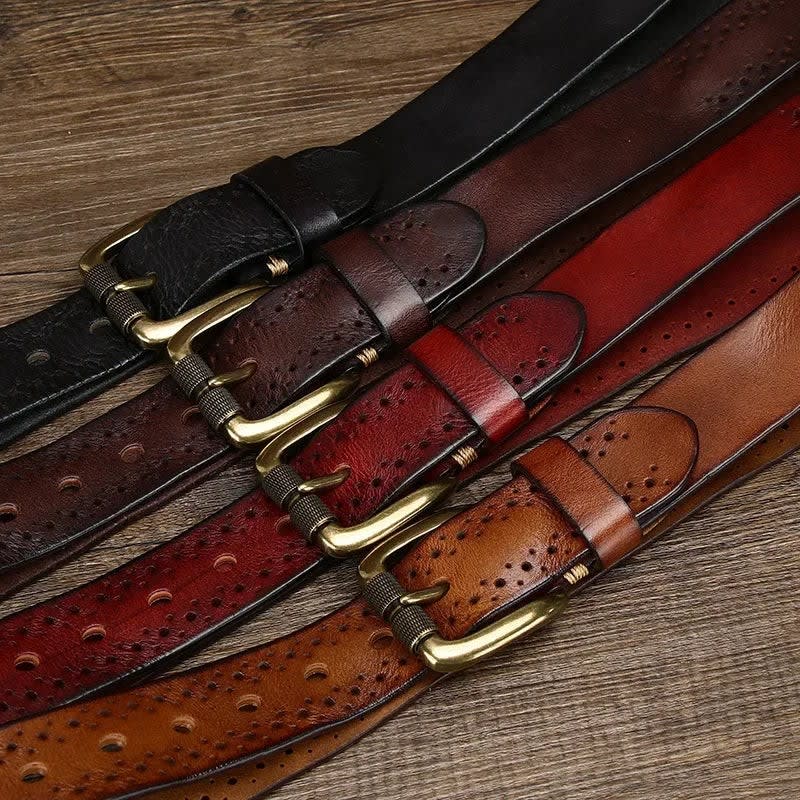 Men's Perforated Leather Belt - Slade