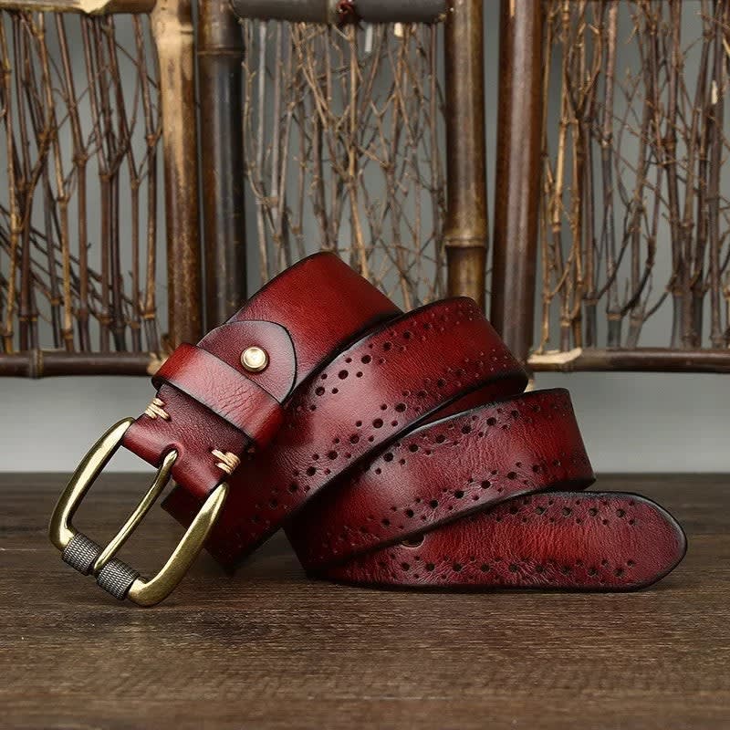 Men's Perforated Leather Belt - Slade