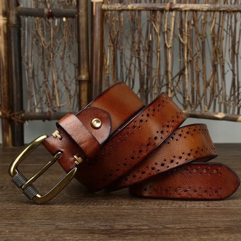 Men's Perforated Leather Belt - Slade