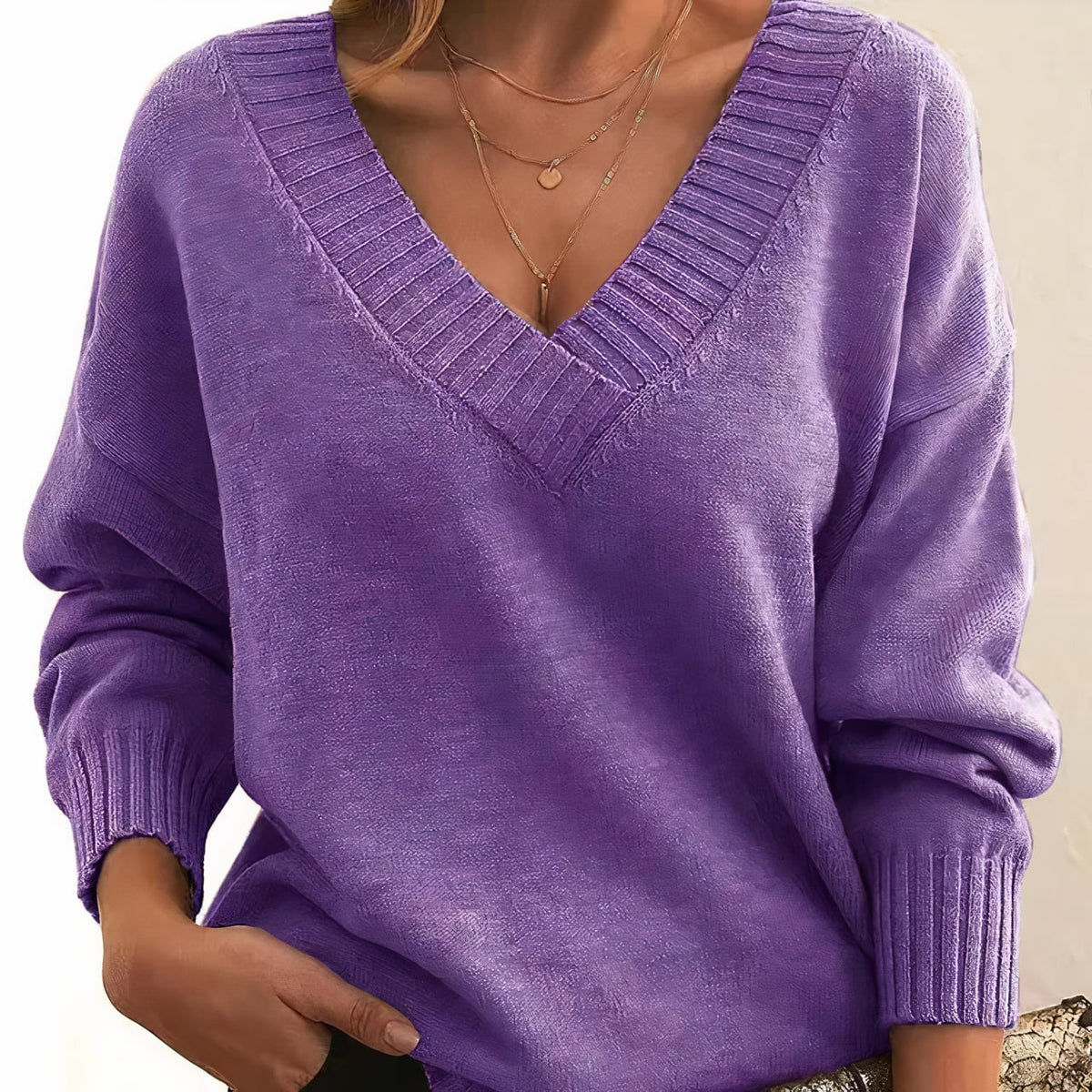 Women's Pleated V-Neck Blouse - Zenobia