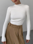Women's Slim-Fit Ribbed Mock-Neck Top - Dallas