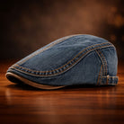 Unisex Denim Contrast-Stitch Flat Cap - Boyd