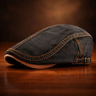 Unisex Denim Contrast-Stitch Flat Cap - Boyd