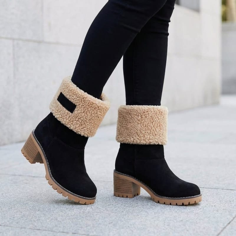 Women's Suede Sherpa-Cuff Ankle Boots - Sabina