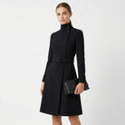 Women's Belted High-Neck Midi Dress - Purisima