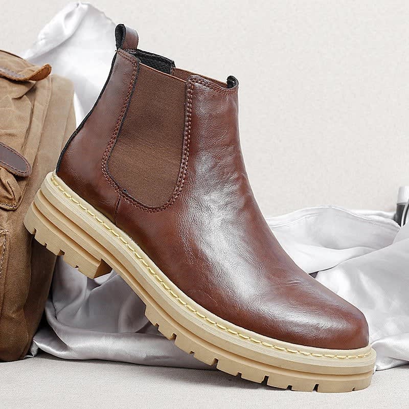 Men's Leather Lug-Sole Chelsea Boots - Guy