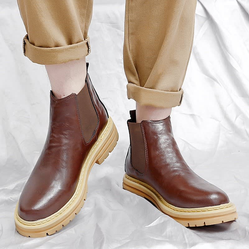 Men's Leather Lug-Sole Chelsea Boots - Guy