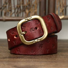 Men's Anchor-Embossed Leather Belt - Adam