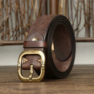 Men's Anchor-Embossed Leather Belt - Adam