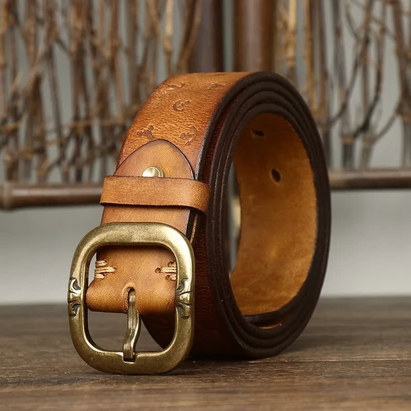 Men's Anchor-Embossed Leather Belt - Adam