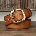 Men's Anchor-Embossed Leather Belt - Adam