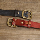 Men's Anchor-Embossed Leather Belt - Adam