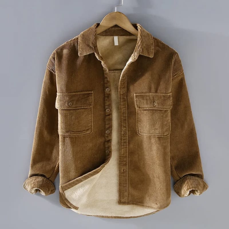 Men's Sherpa-Lined Corduroy Shirt Jacket - Clay