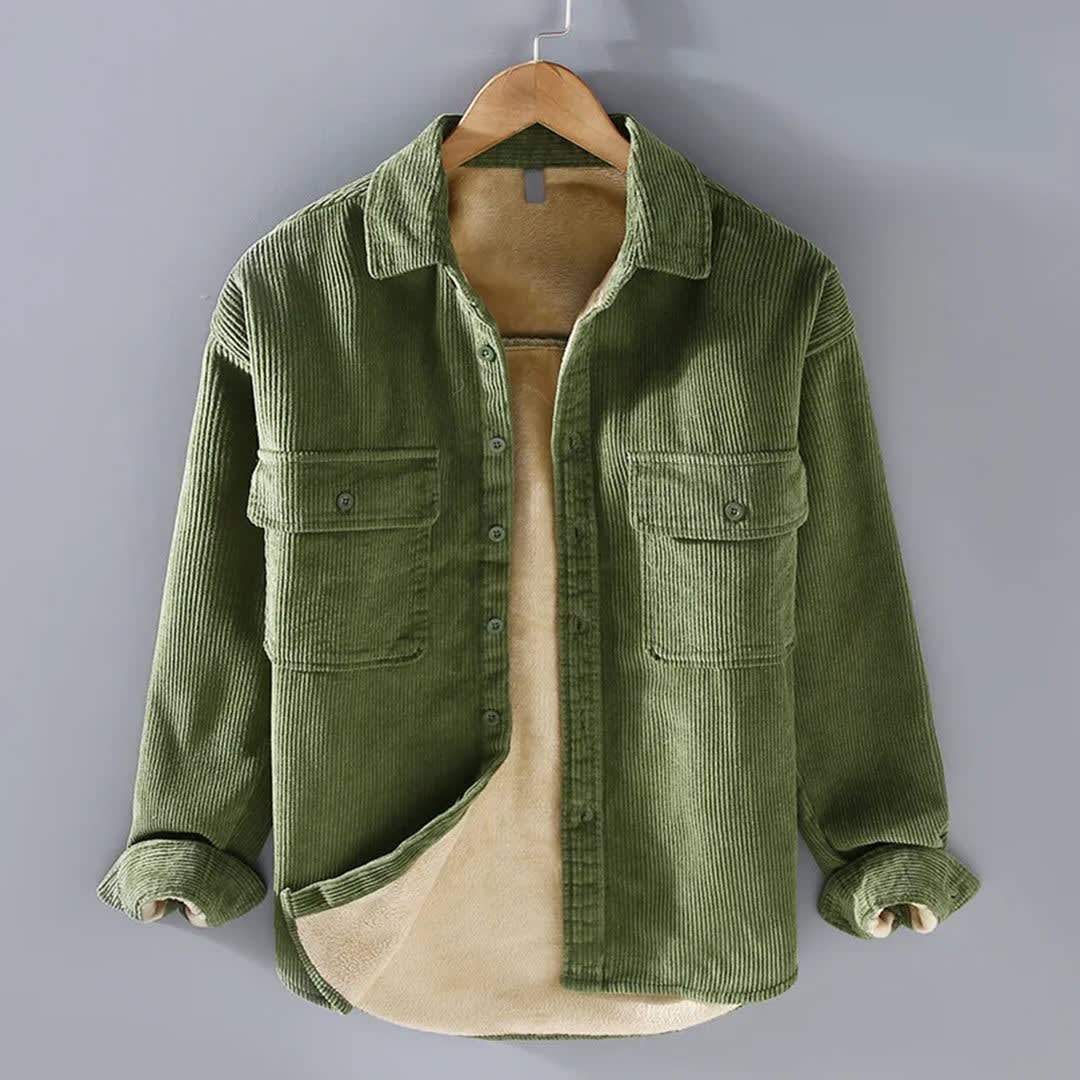 Men's Sherpa-Lined Corduroy Shirt Jacket - Clay