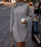 Women's Ribbed Turtleneck Sweater Dress - Claudia