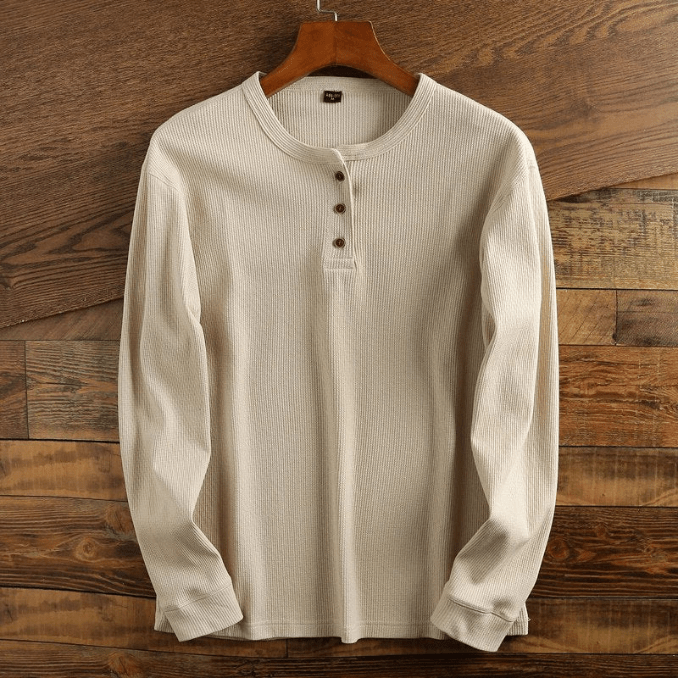 Men's Long-Sleeve Waffle Knit Henley