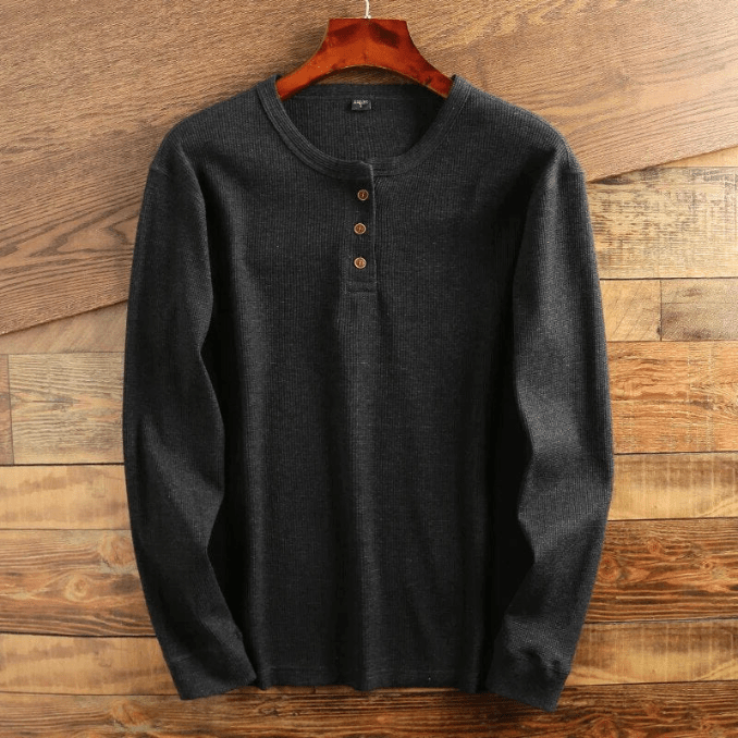 Men's Long-Sleeve Waffle Knit Henley