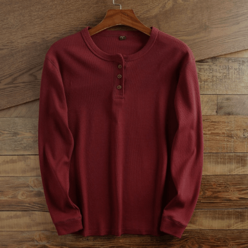 Men's Long-Sleeve Waffle Knit Henley