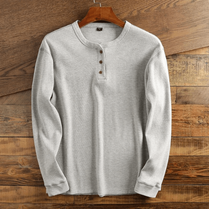 Men's Long-Sleeve Waffle Knit Henley