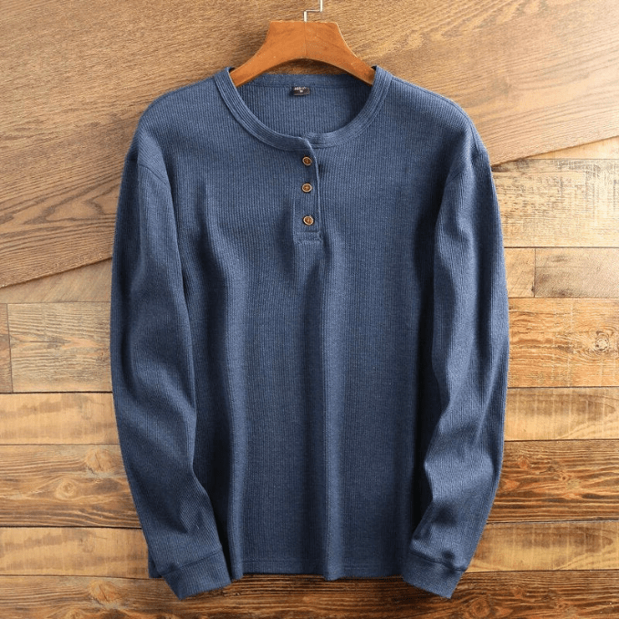 Men's Long-Sleeve Waffle Knit Henley