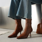 Women's Leather Pointed-Toe Ankle Boots - Ninetta