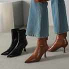 Women's Leather Pointed-Toe Ankle Boots - Ninetta
