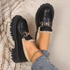Women's Fleece-Lined Platform Loafers - Marcia