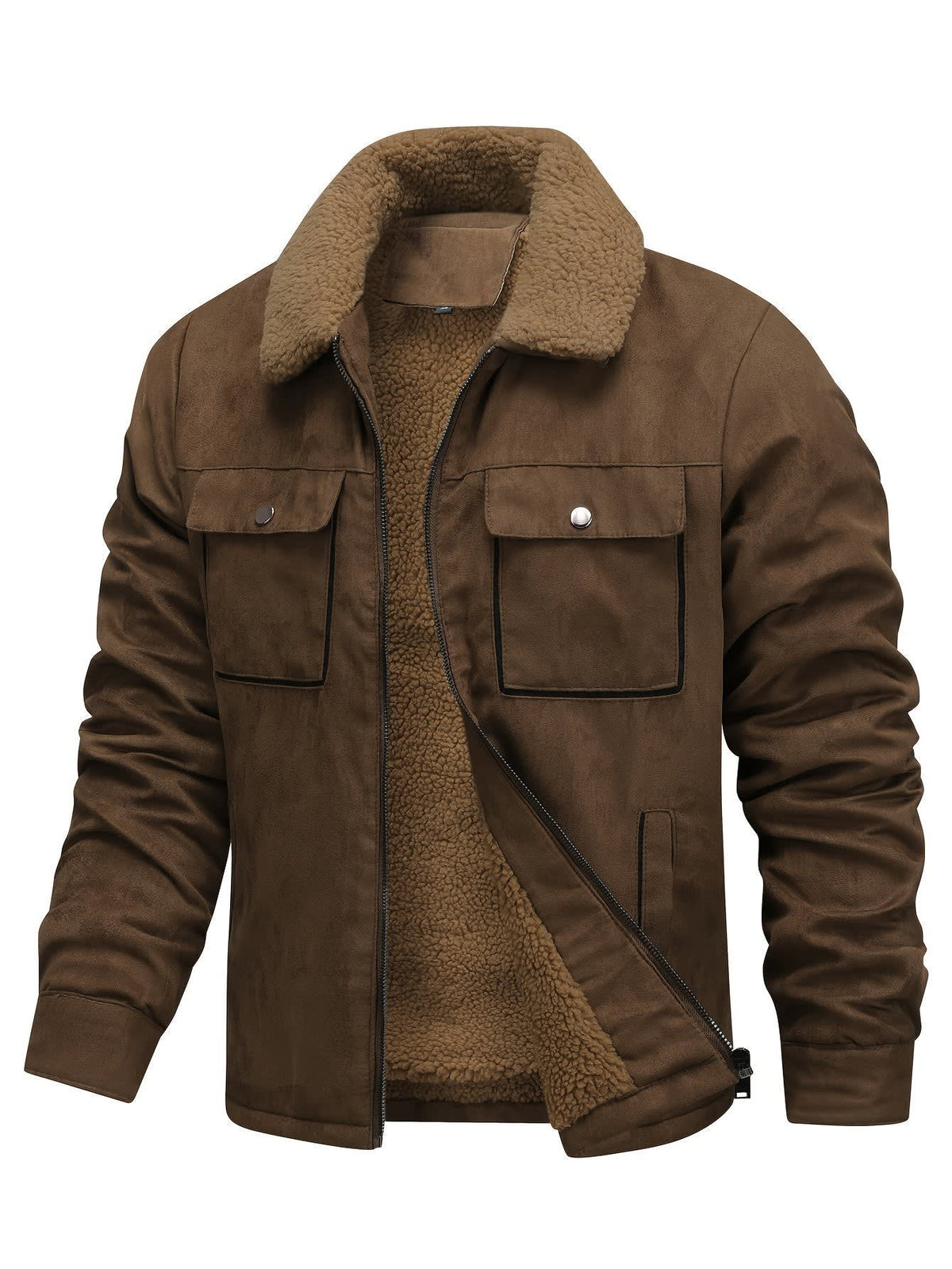 Men's Sherpa-Lined Faux Suede Trucker Jacket - Carlos