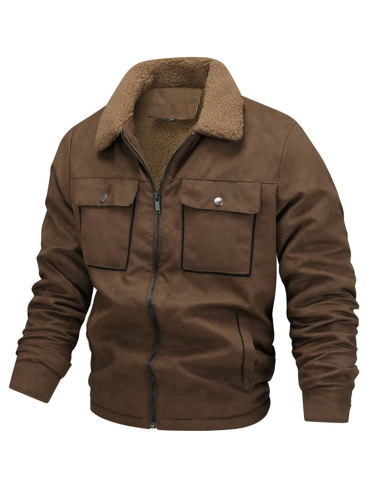 Men's Sherpa-Lined Faux Suede Trucker Jacket - Carlos